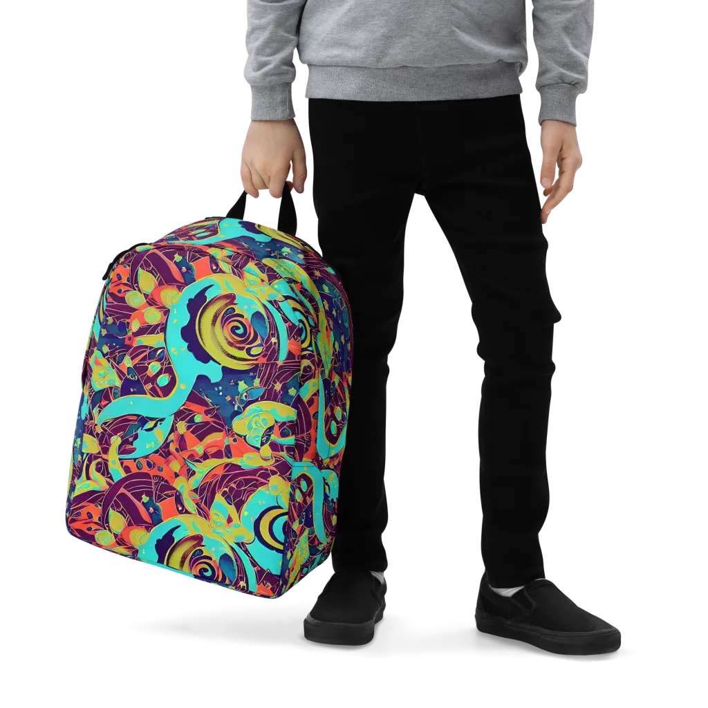 Vivid Spiral Tide on Minimalist Backpack — Zoomed-in