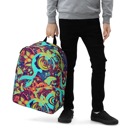 Vivid Spiral Tide on a Minimalist Backpack