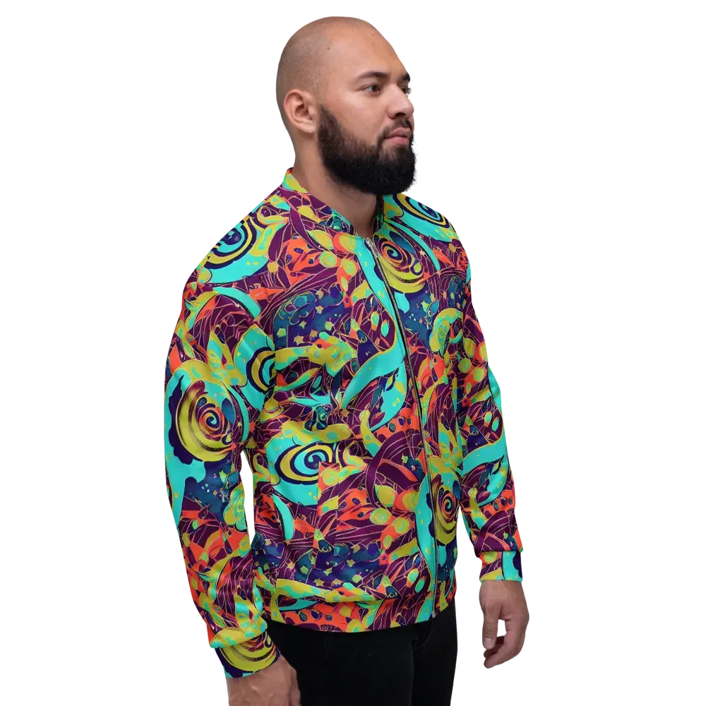 Vivid Spiral Tide on Bomber Jacket — Right