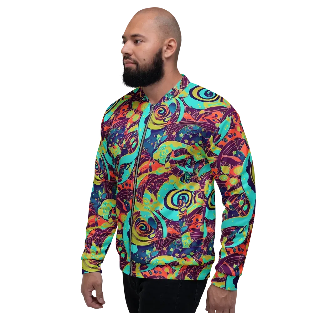 Vivid Spiral Tide on Bomber Jacket — Left