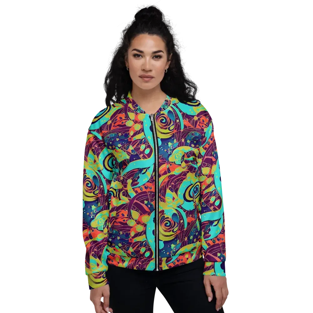 Vivid Spiral Tide on Bomber Jacket — Front
