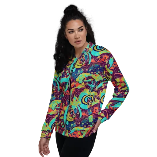 Vivid Spiral Tide on a Bomber Jacket