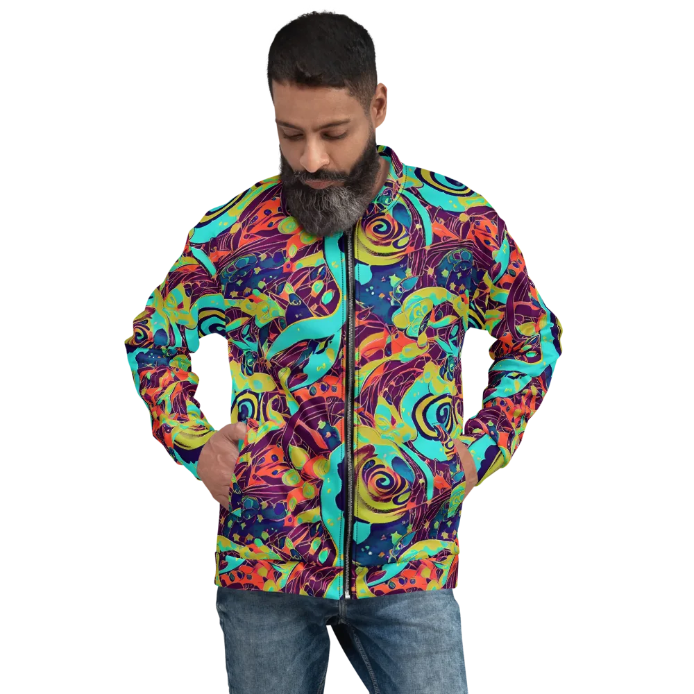 Vivid Spiral Tide on Bomber Jacket — Front
