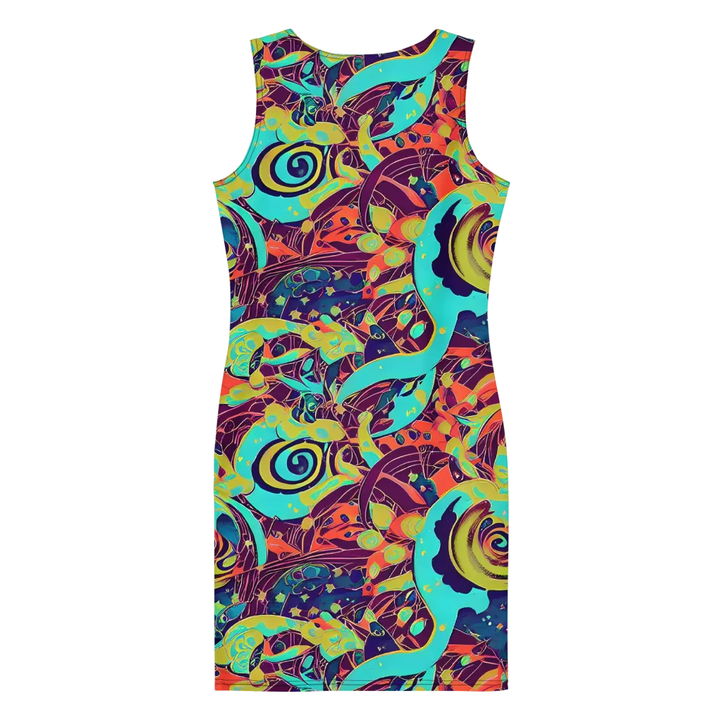 Vivid Spiral Tide on Bodycon Dress — Back