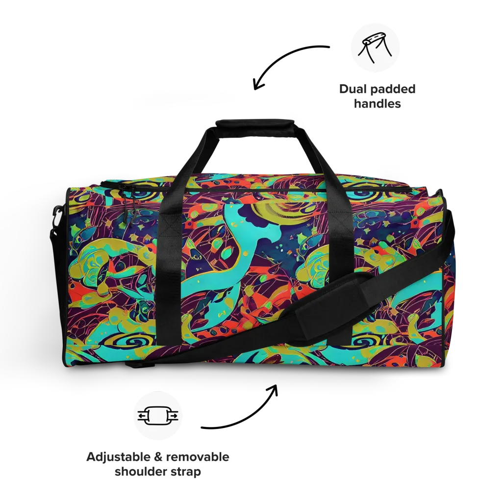 Vivid Spiral Tide on Duffle Bag — Front