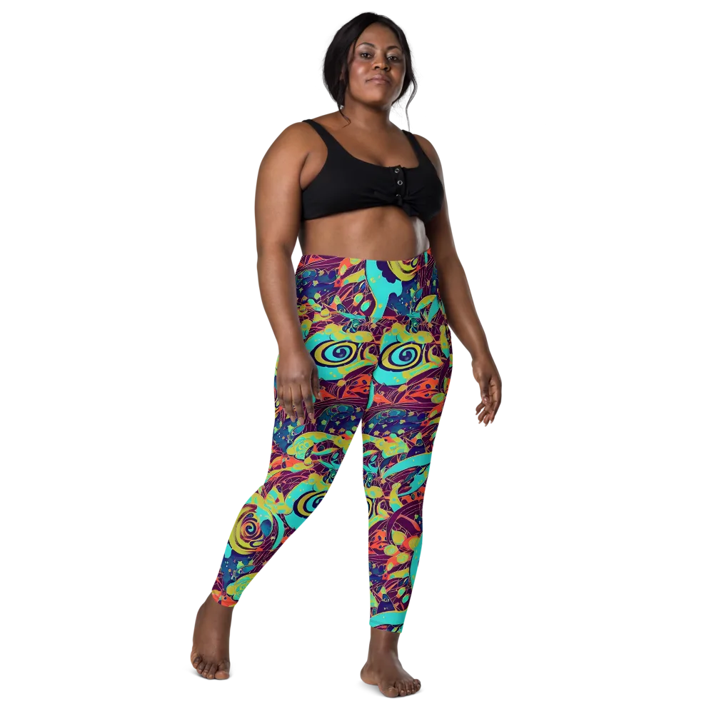 Vivid Spiral Tide on Leggings with Pockets — Front