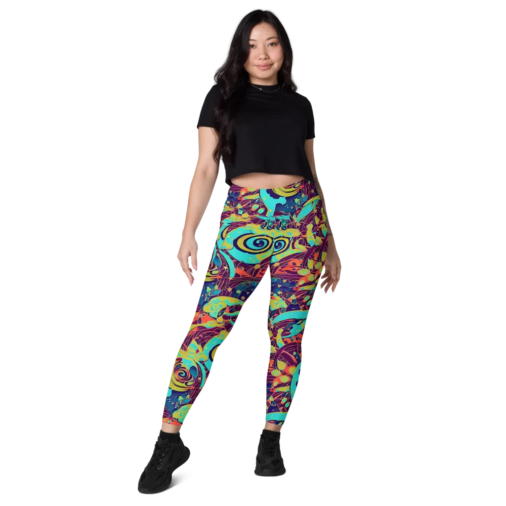 Vivid Spiral Tide on Leggings with Pockets — Front