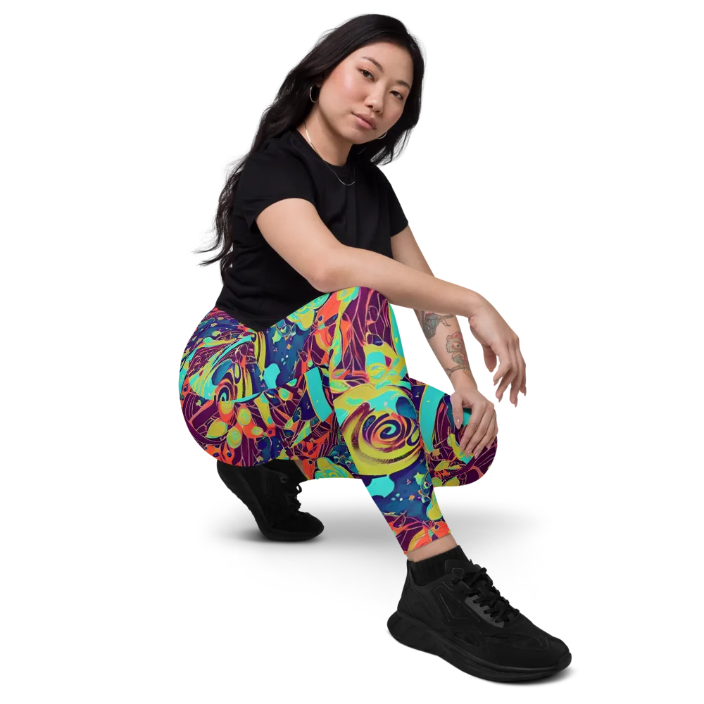 Vivid Spiral Tide on Leggings with Pockets — Right Front