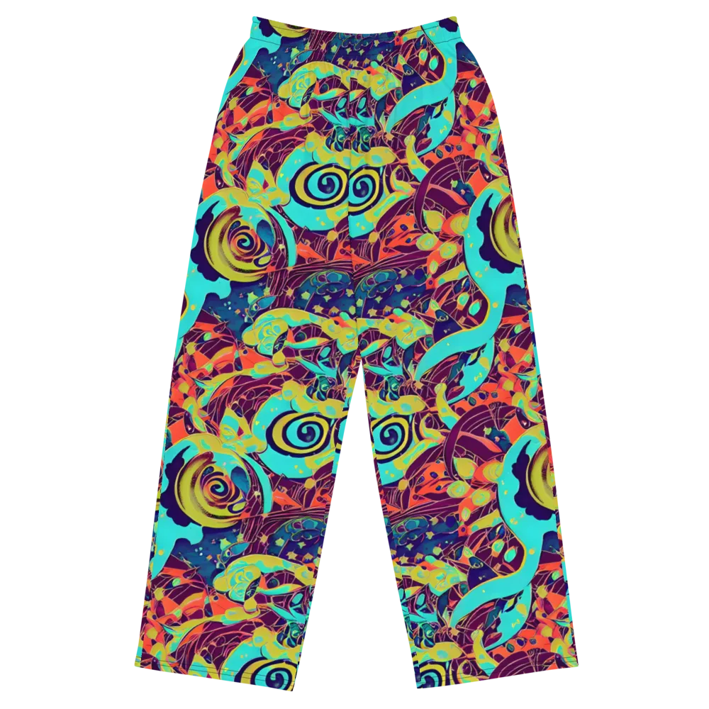 Vivid Spiral Tide on Wide-Leg Pants — Front