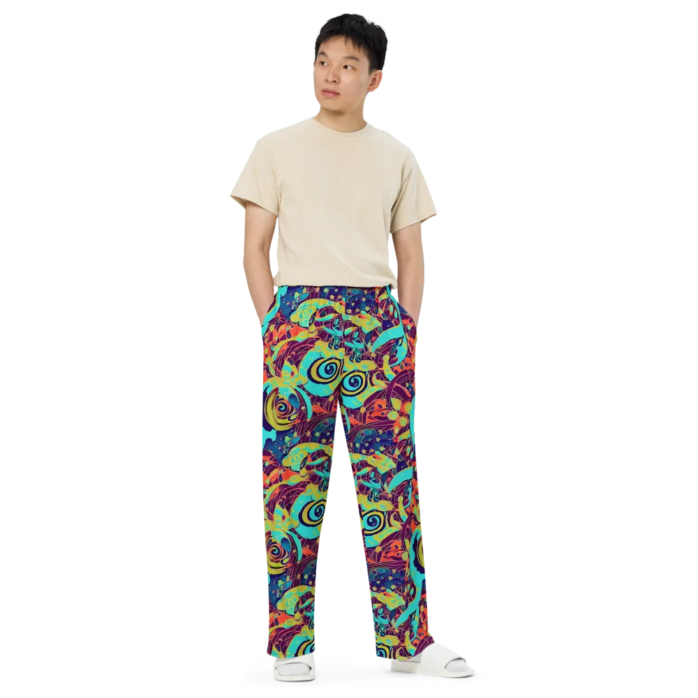 Vivid Spiral Tide on Wide-Leg Pants — Front