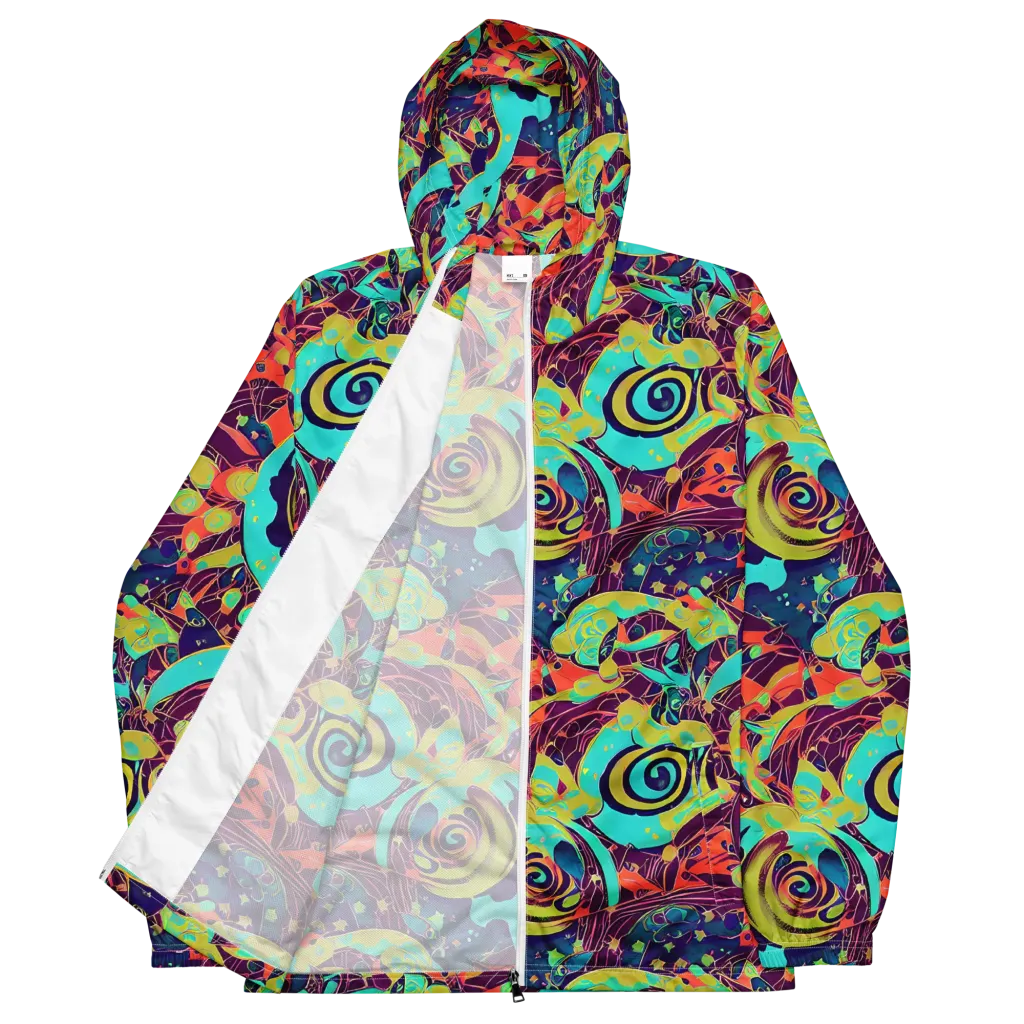 Vivid Spiral Tide on Men's Windbreaker — Front