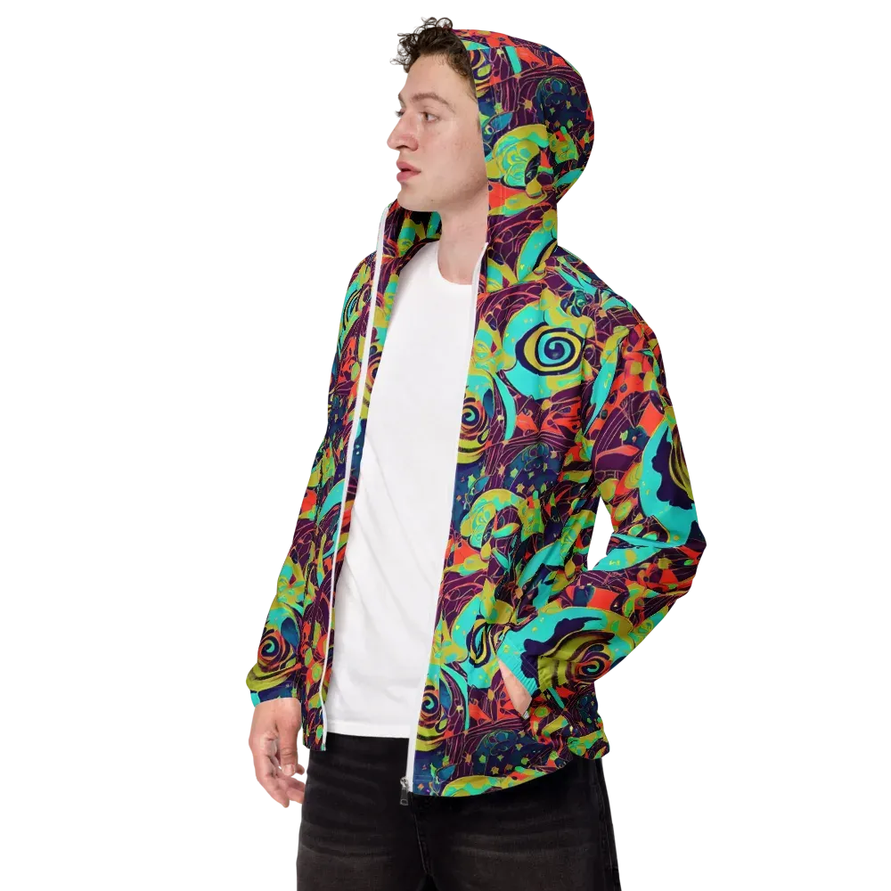 Vivid Spiral Tide on Men's Windbreaker — Left Front
