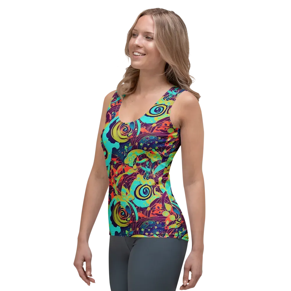 Vivid Spiral Tide on Women's Tank Top — Left Front