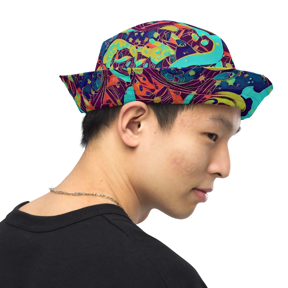 Vivid Spiral Tide on Reversible Bucket Hat — Right Outside