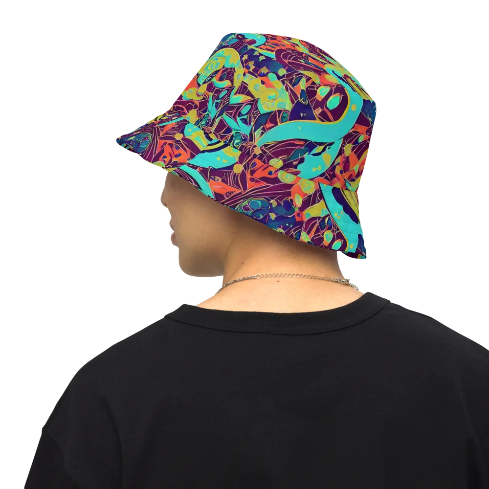 Vivid Spiral Tide on Reversible Bucket Hat — Back Inside