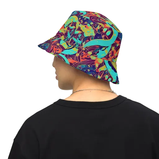 Vivid Spiral Tide on a Reversible Bucket Hat