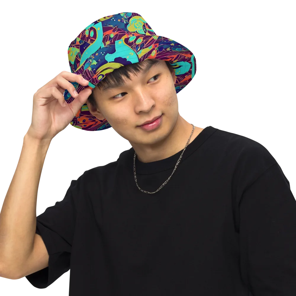 Vivid Spiral Tide on Reversible Bucket Hat — Front Inside