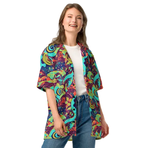 Vivid Spiral Tide on a Button Shirt