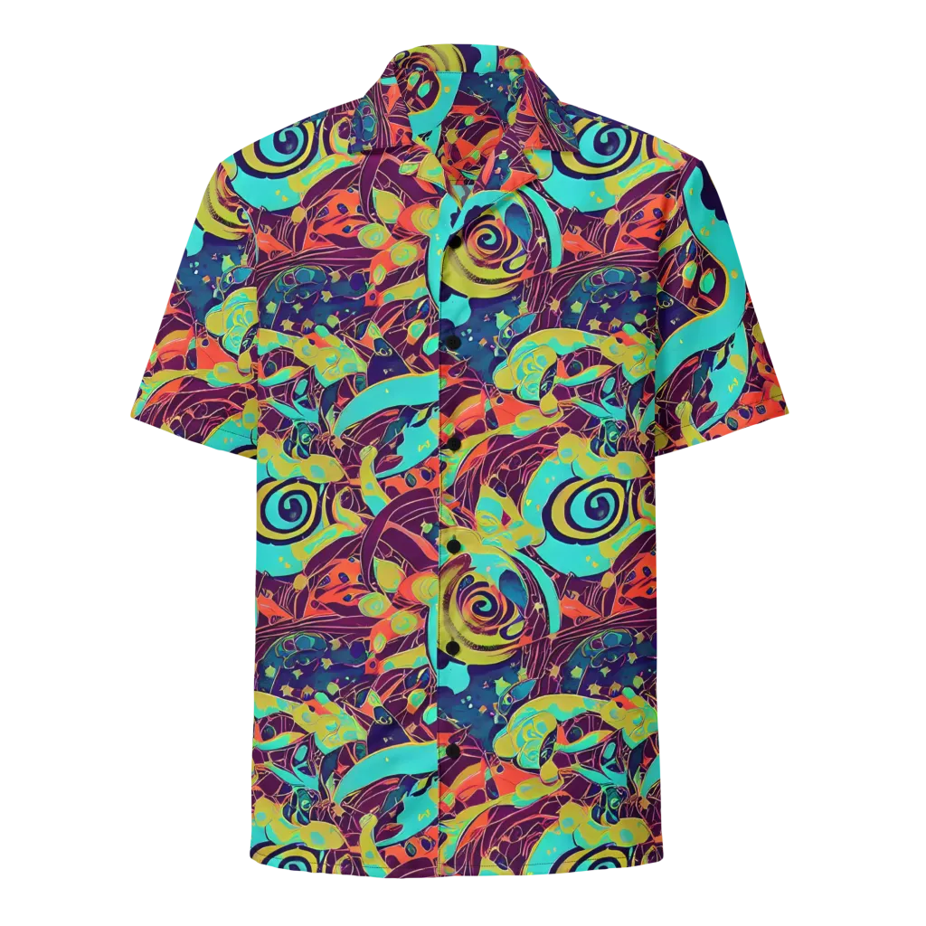Vivid Spiral Tide on Button Shirt — Front