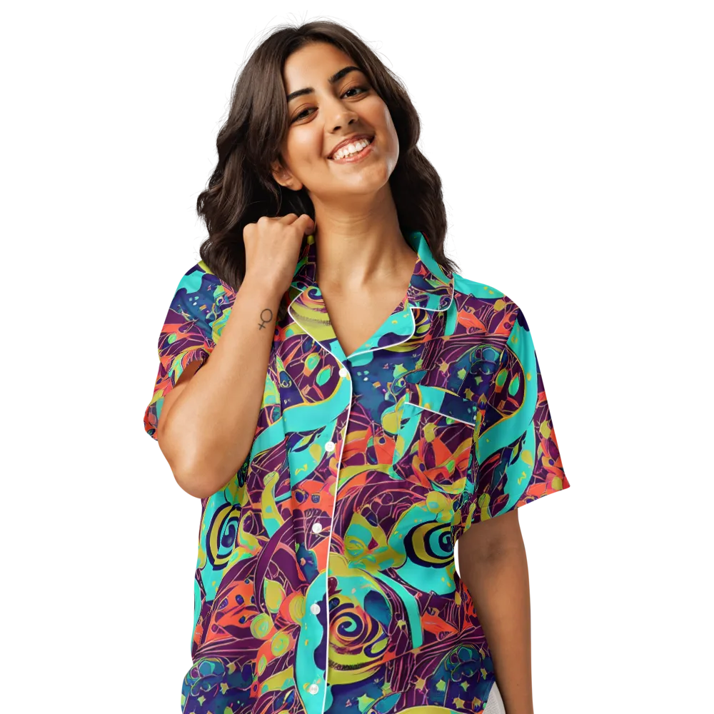 Vivid Spiral Tide on Women's Short Sleeve Pajama Top — Front