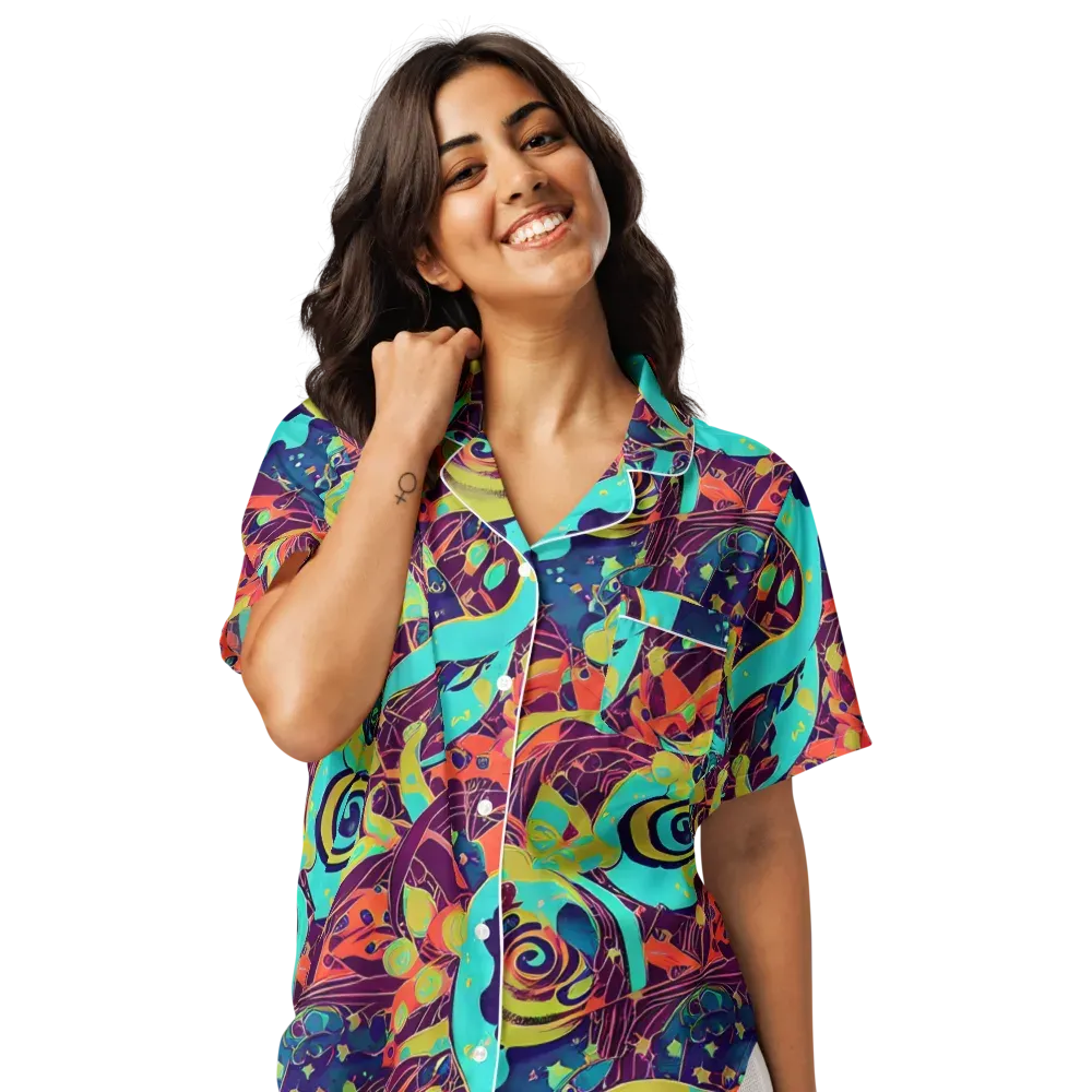 Vivid Spiral Tide on Women's Short Sleeve Pajama Top — Front