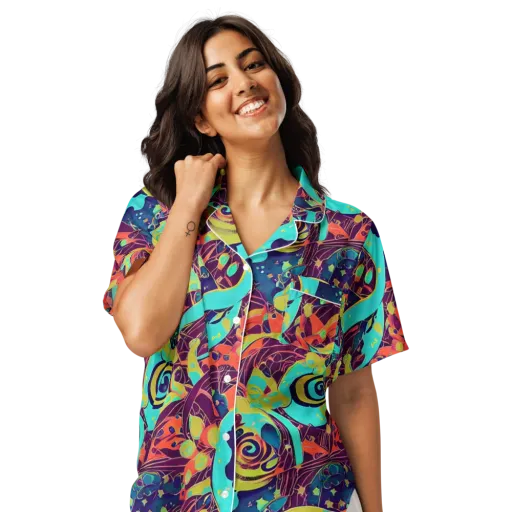 Vivid Spiral Tide on a Women's Short Sleeve Pajama Top