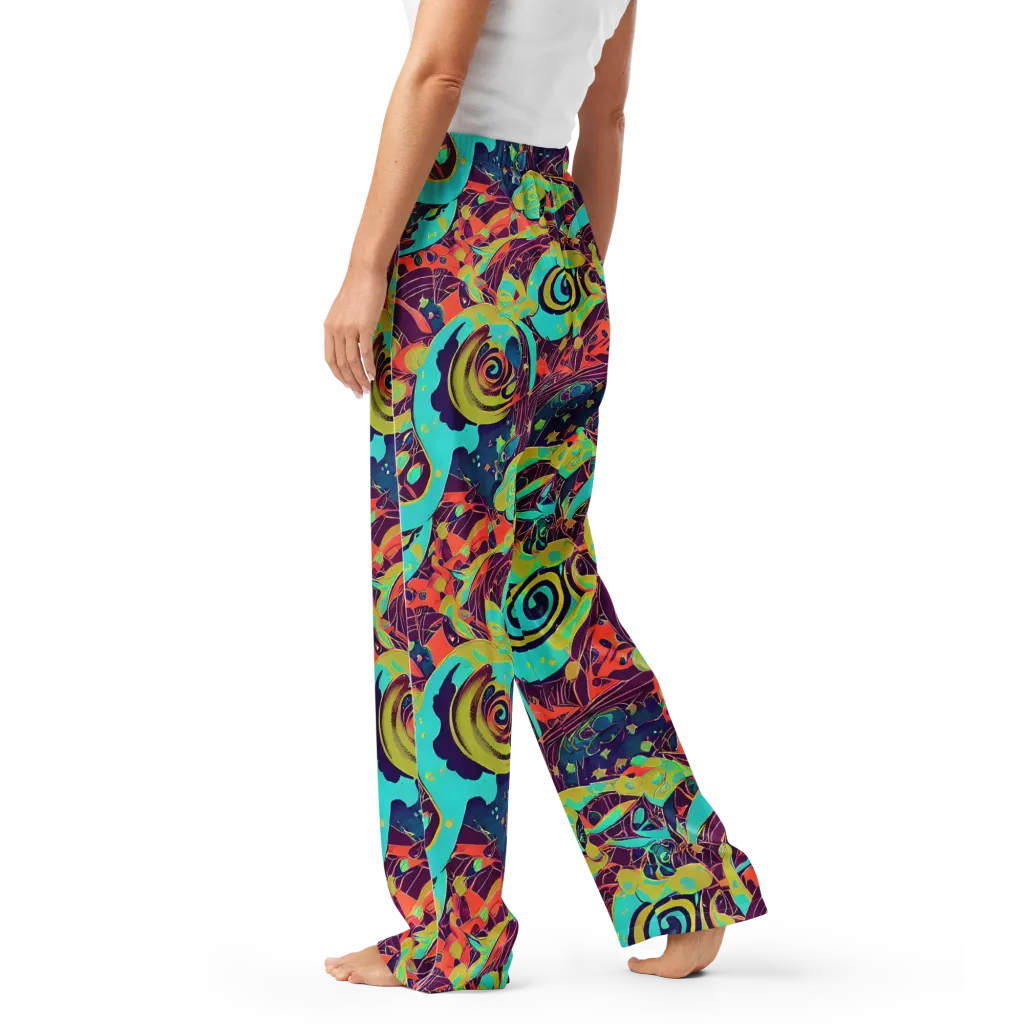 Vivid Spiral Tide on Women's Pajama Pants — Left