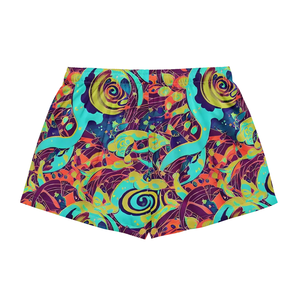 Vivid Spiral Tide on Women's Pajama Shorts — Back
