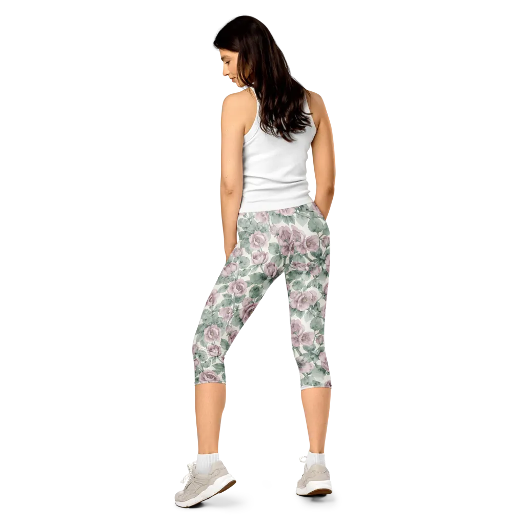 Blush Herbarium on Capri Leggings — Back