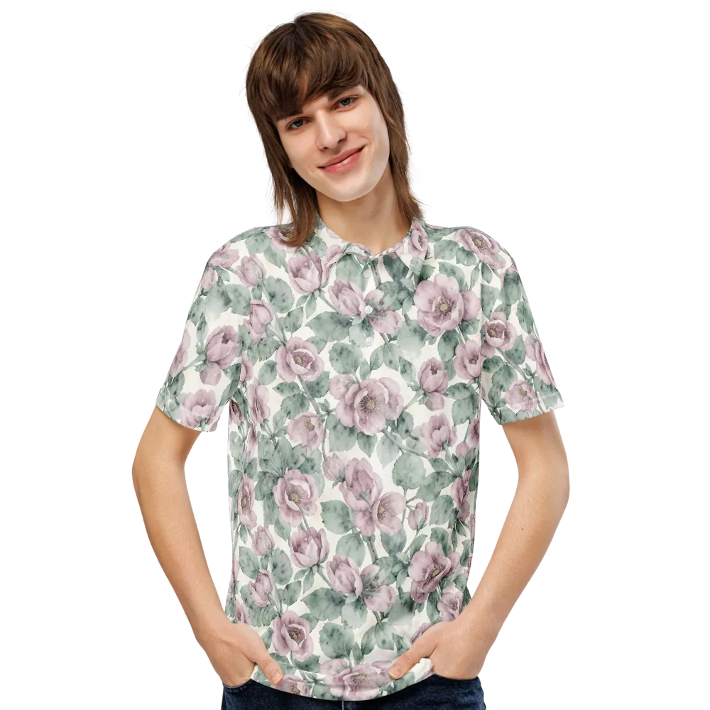 Blush Herbarium on Men's Slim Fit Polo Shirt — Front