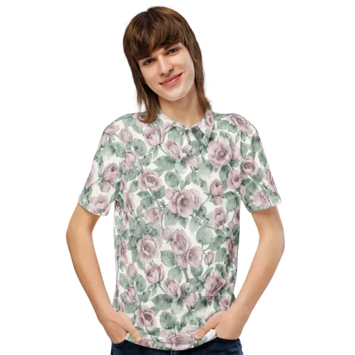 Blush Herbarium on a Men's Slim Fit Polo Shirt