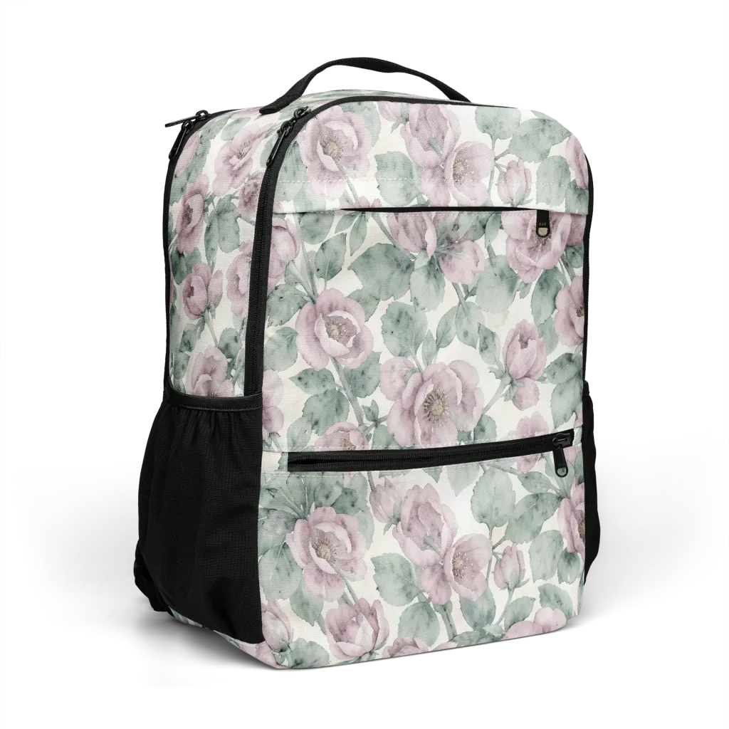 Blush Herbarium on Utility Backpack — Right Front