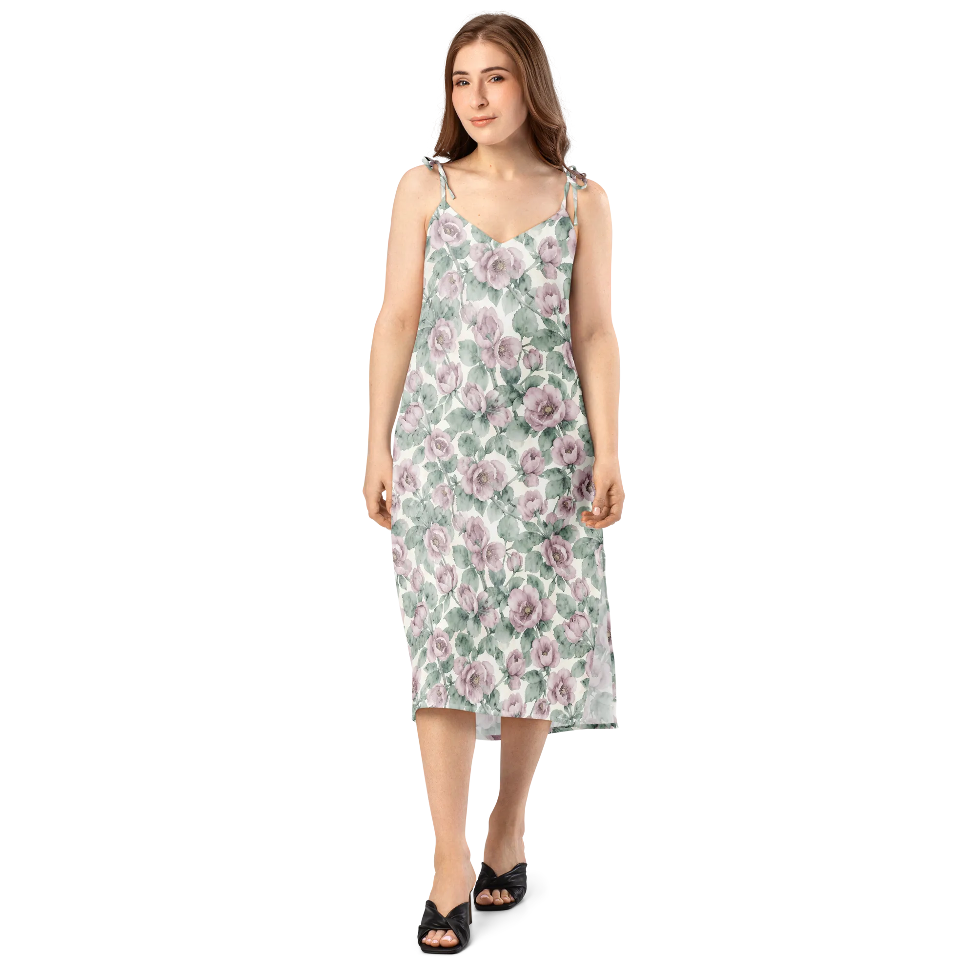 Blush Herbarium on Slip Dress — Front
