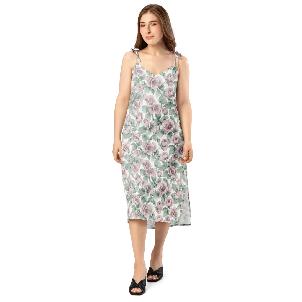 Blush Herbarium on Slip Dress — Front