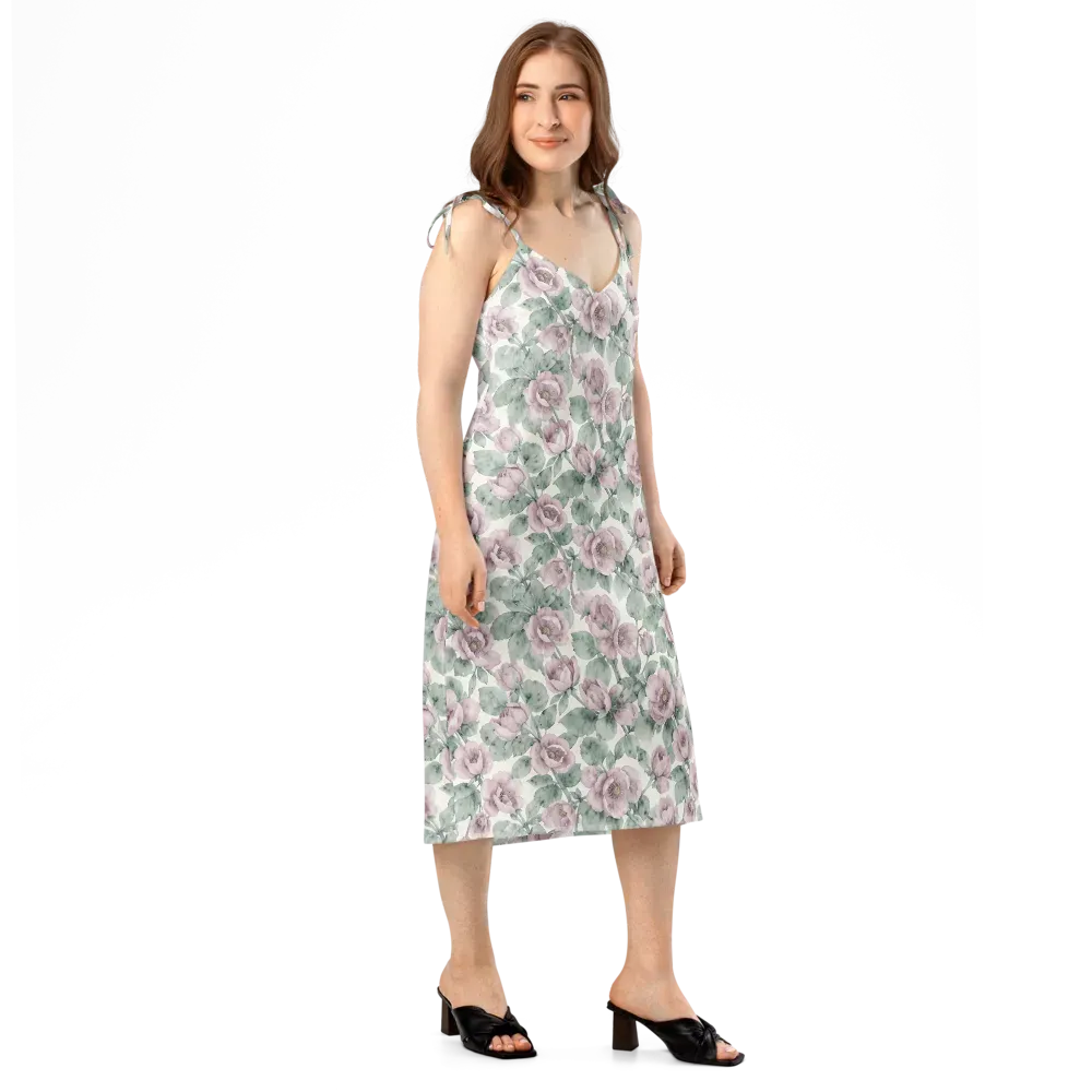 Blush Herbarium on Slip Dress — Right Front