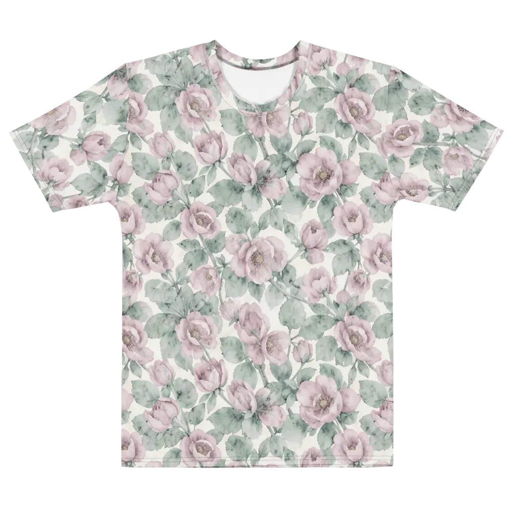 Blush Herbarium on Men's Cotton Crew Neck T-Shirt — Front