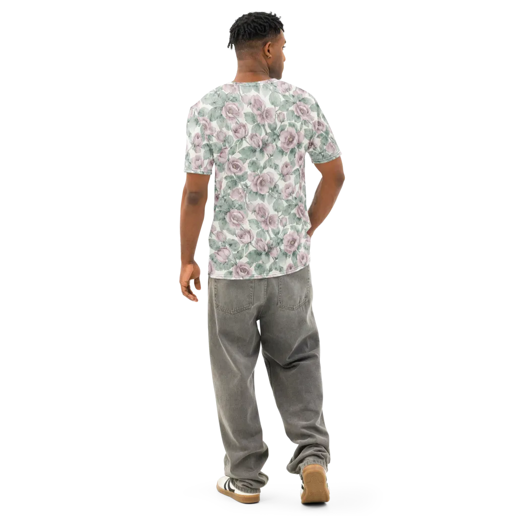 Blush Herbarium on Men's Cotton Crew Neck T-Shirt — Back