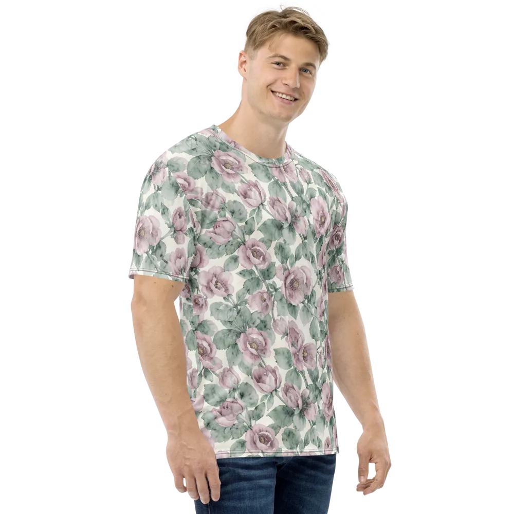 Blush Herbarium on Men's Crew Neck T-Shirt — Right