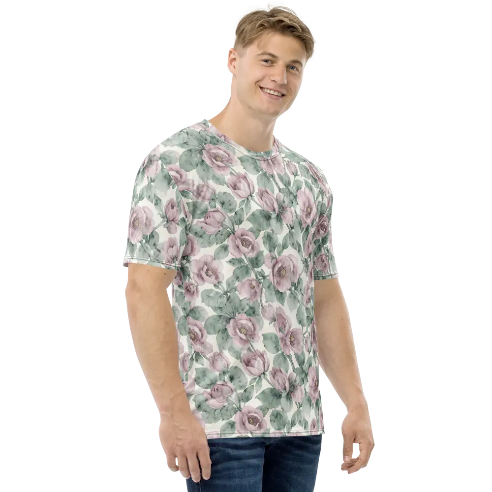 Blush Herbarium on Men's Crew Neck T-Shirt — Right