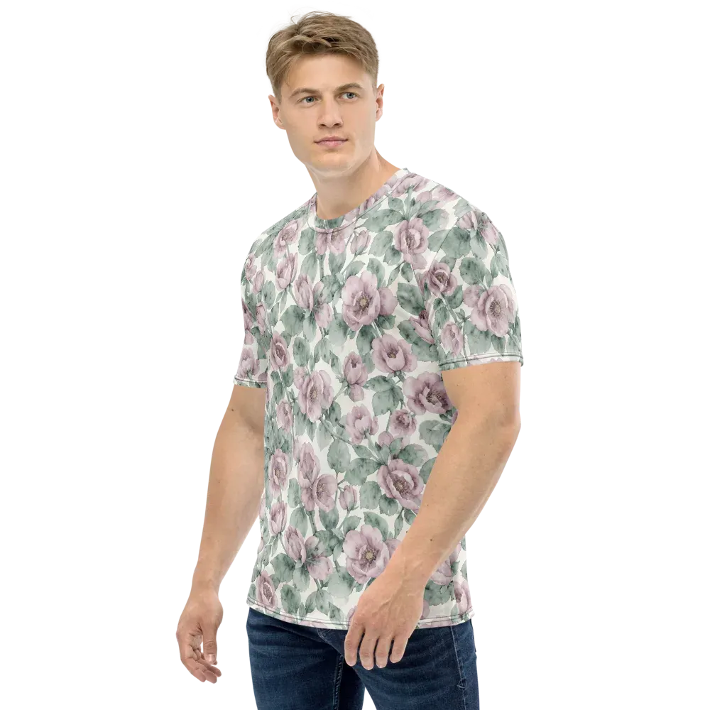 Blush Herbarium on Men's Crew Neck T-Shirt — Left
