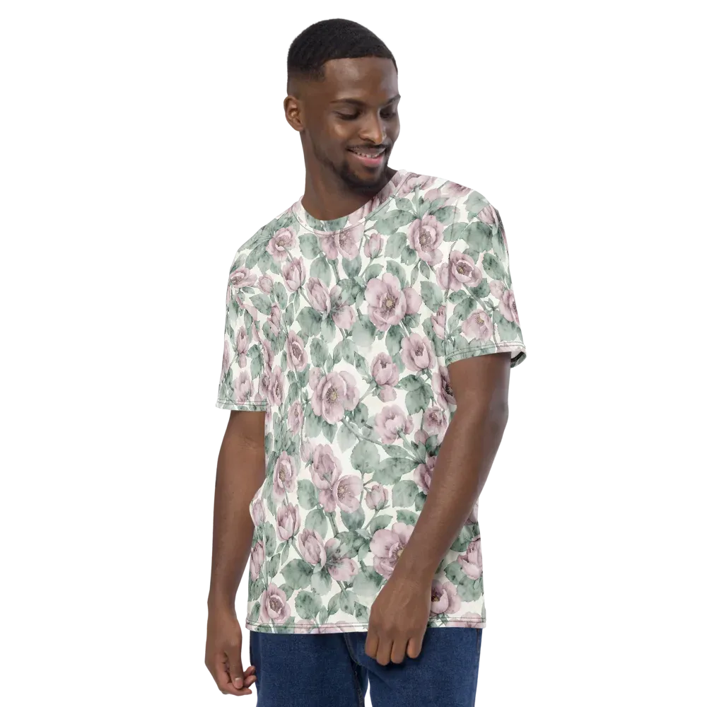 Blush Herbarium on Men's Crew Neck T-Shirt — Left