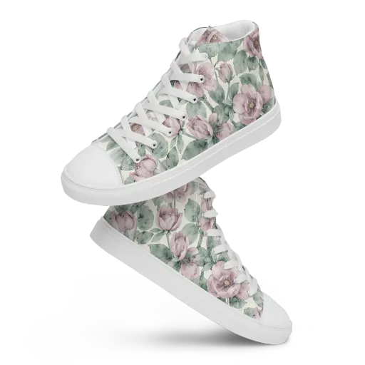 Blush Herbarium on a Men's High Top Canvas Shoes