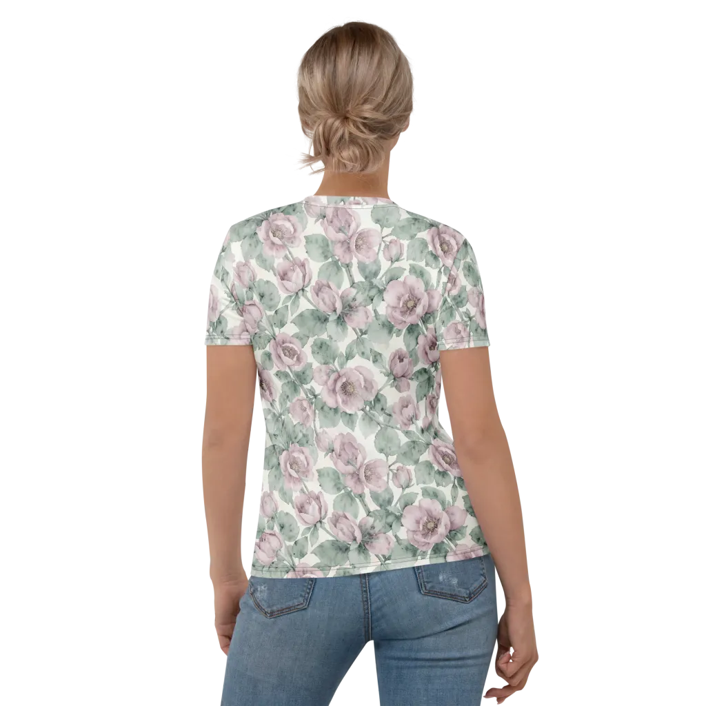 Blush Herbarium on Women's Crew Neck T-Shirt — Back