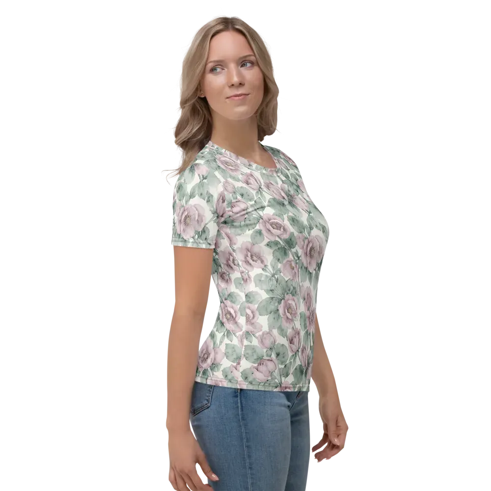 Blush Herbarium on Women's Crew Neck T-Shirt — Right