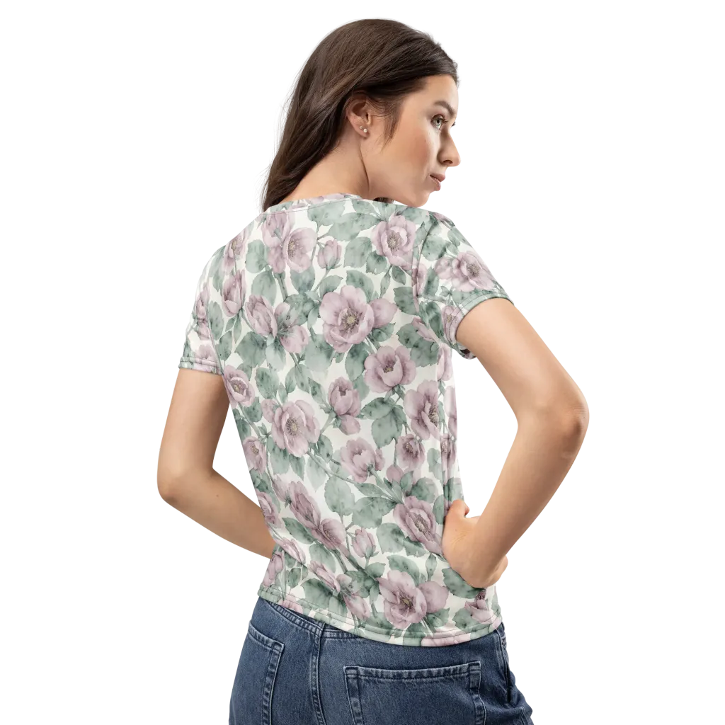 Blush Herbarium on Women's Crew Neck T-Shirt — Back