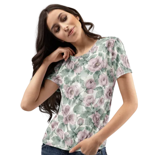 Blush Herbarium on a Women's Crew Neck T-Shirt
