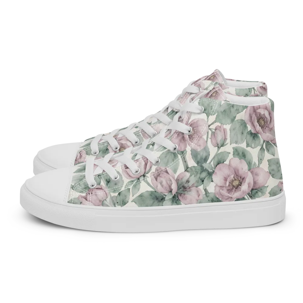 Blush Herbarium on Women's High Top Canvas Shoes — Left