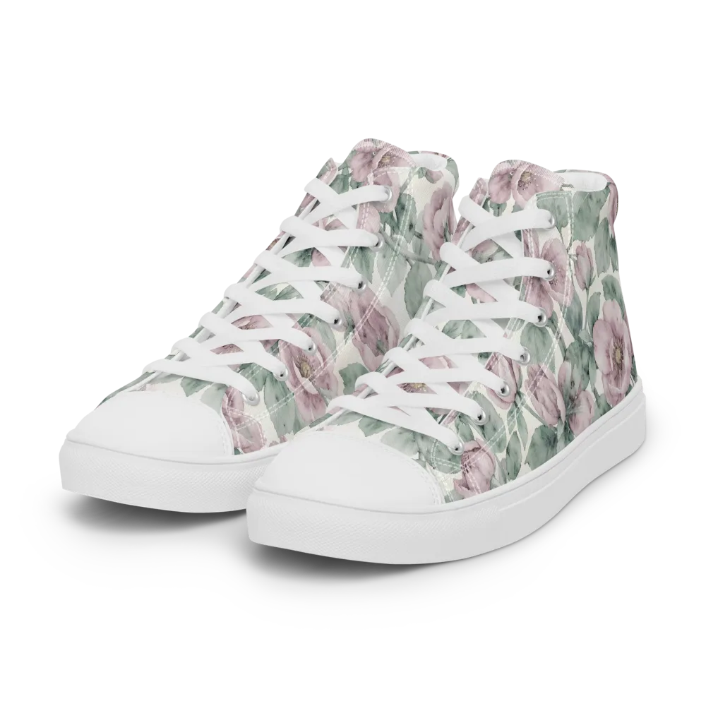 Blush Herbarium on Women's High Top Canvas Shoes — Left Front