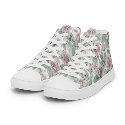 Blush Herbarium on a Women's High Top Canvas Shoes