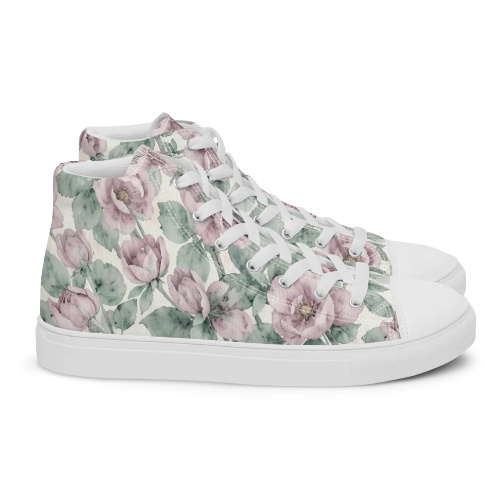 Blush Herbarium on Women's High Top Canvas Shoes — Right